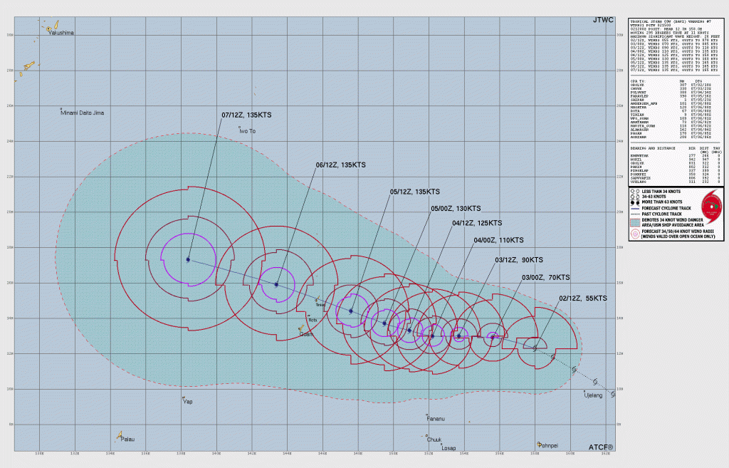 A graphic showing potential tracks for Tropical Storm Bavi. 