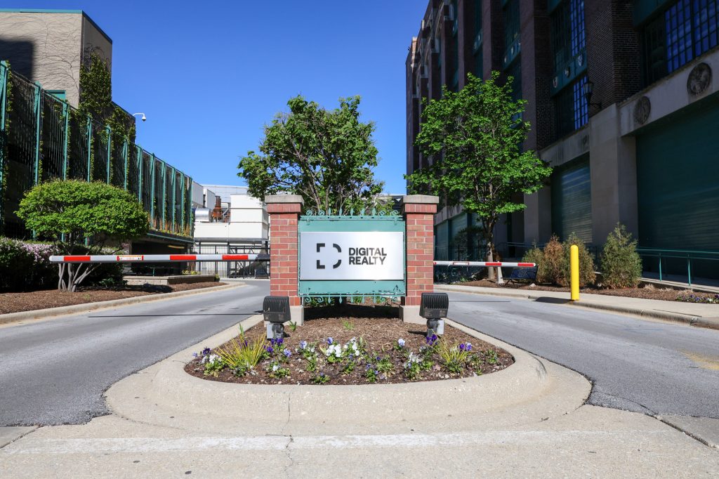 The sign for the Digital Realty Data Center sits at 350 E. Cermak on Monday, May 11, 2026.