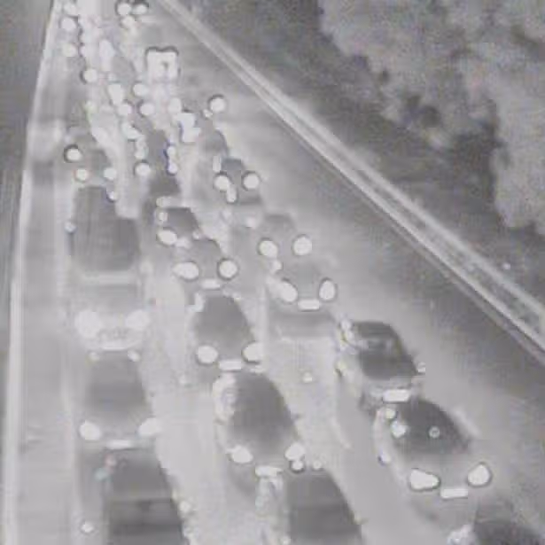A crash on the M56 leave cars stuck in huge queues
