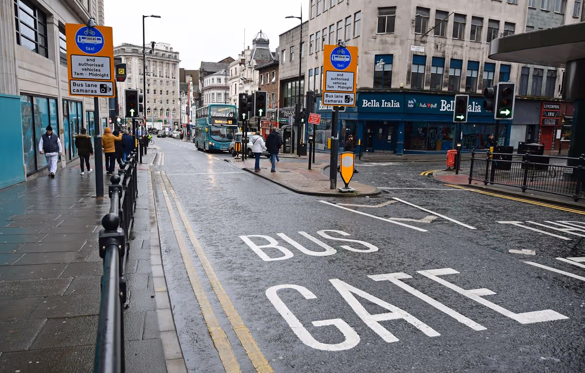 Bus Gate on Ranelagh Street in Liverpool. Photo by Colin Lane