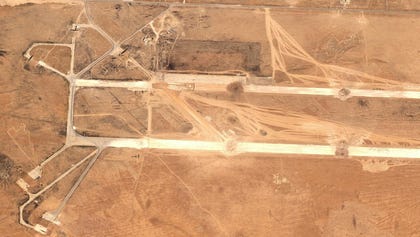 A satellite image shows craters on the runways of Abu al-Duhur airbase near Syria's Aleppo after an Israeli attack, last week.