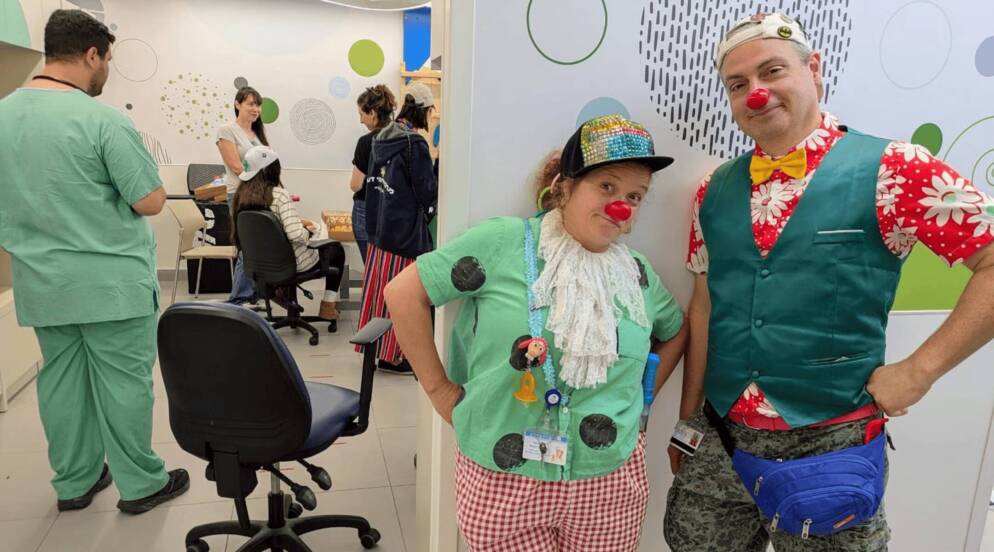 Shorty, at left, is part of a thriving community of medical clowns in Israel.