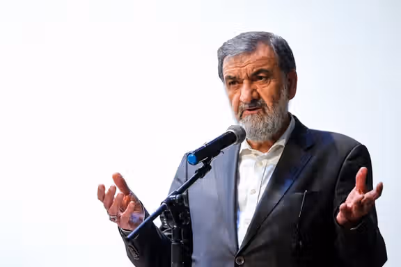 Mohsen Rezaei, Iran's new secretary of the Supreme National Security Council, speaks at an event.