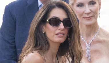 George and Amal Clooney make a rare appearance with twins Ella and Alexander as Amal stuns in elegant black dress