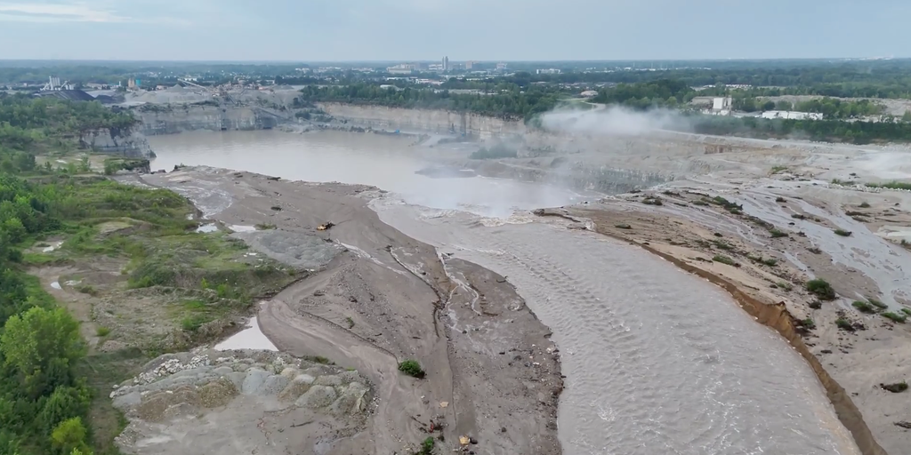 Jaw-dropping drone video reveals staggering scale of Indiana flood destruction
