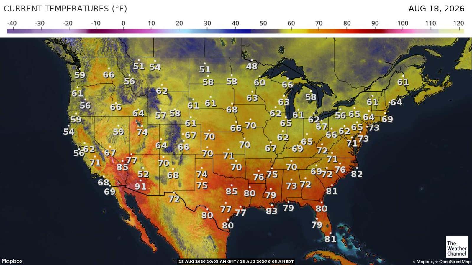 US: Current Temperatures