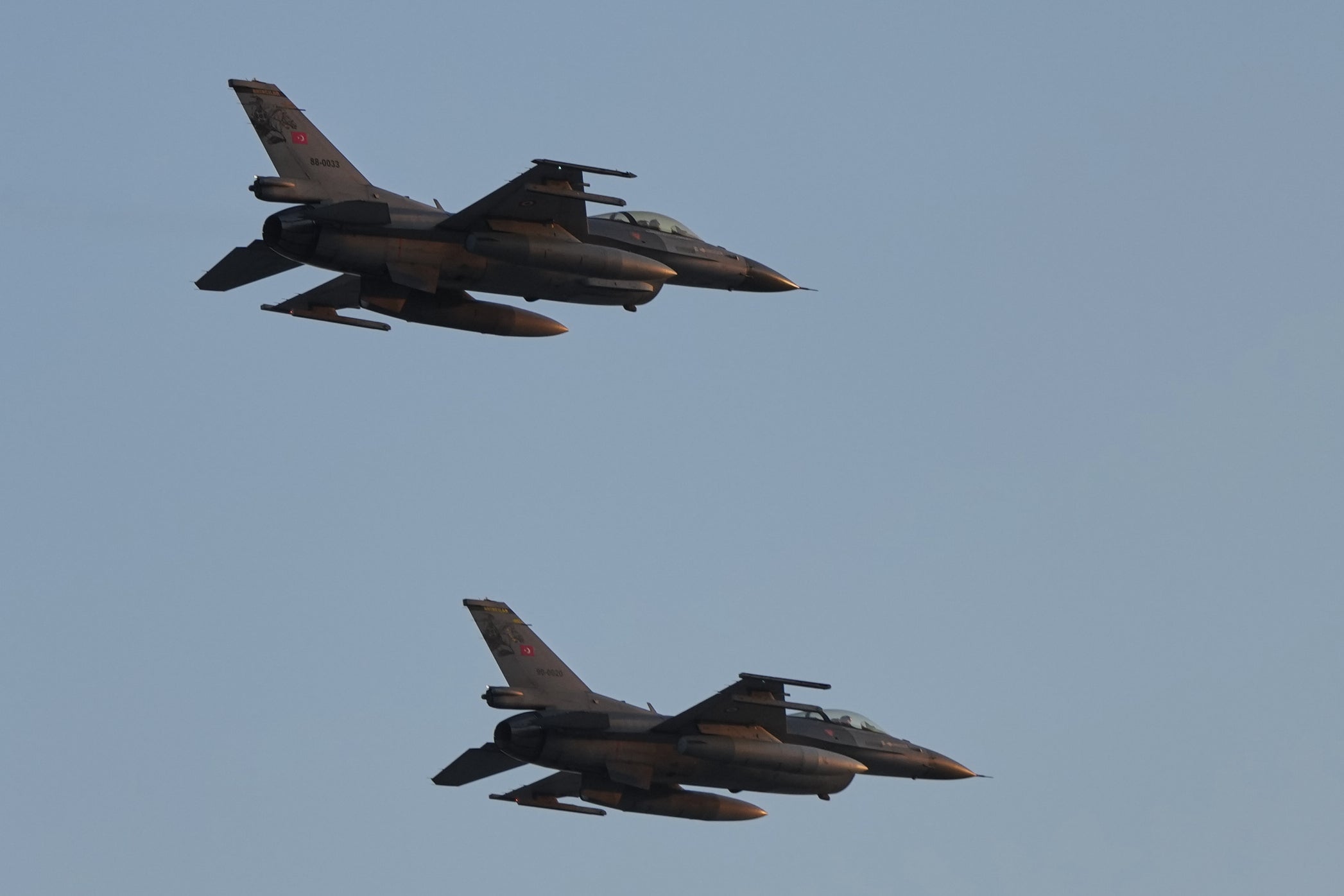 Turkish fighter jets fly over the military parade marking the 52nd anniversary of the 1974 Turkish invasion in Cyprus