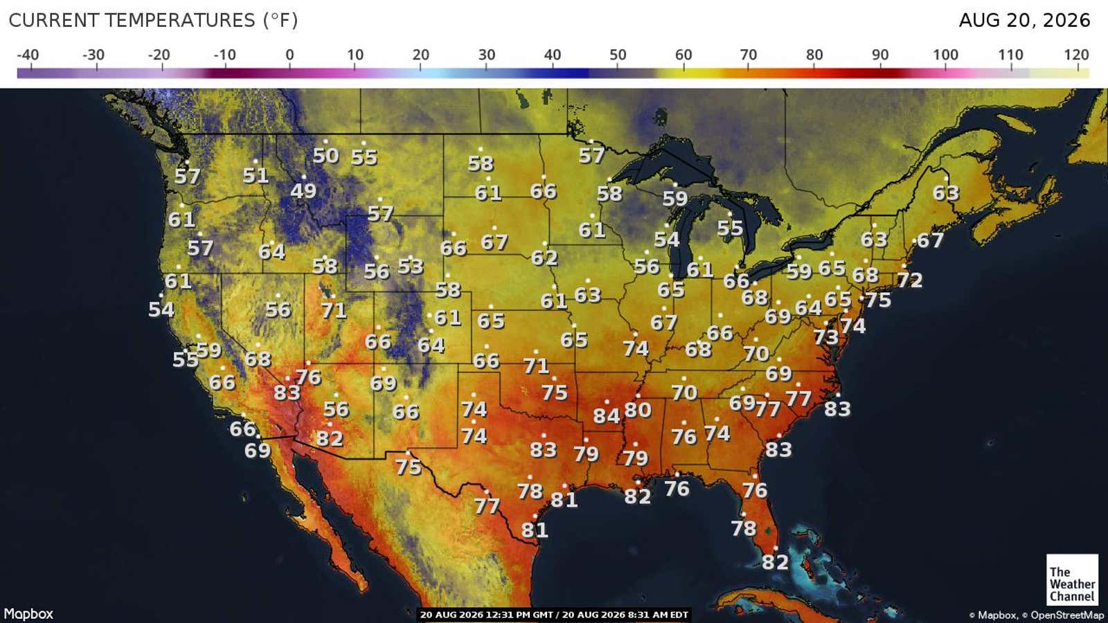 US: Current Temperatures
