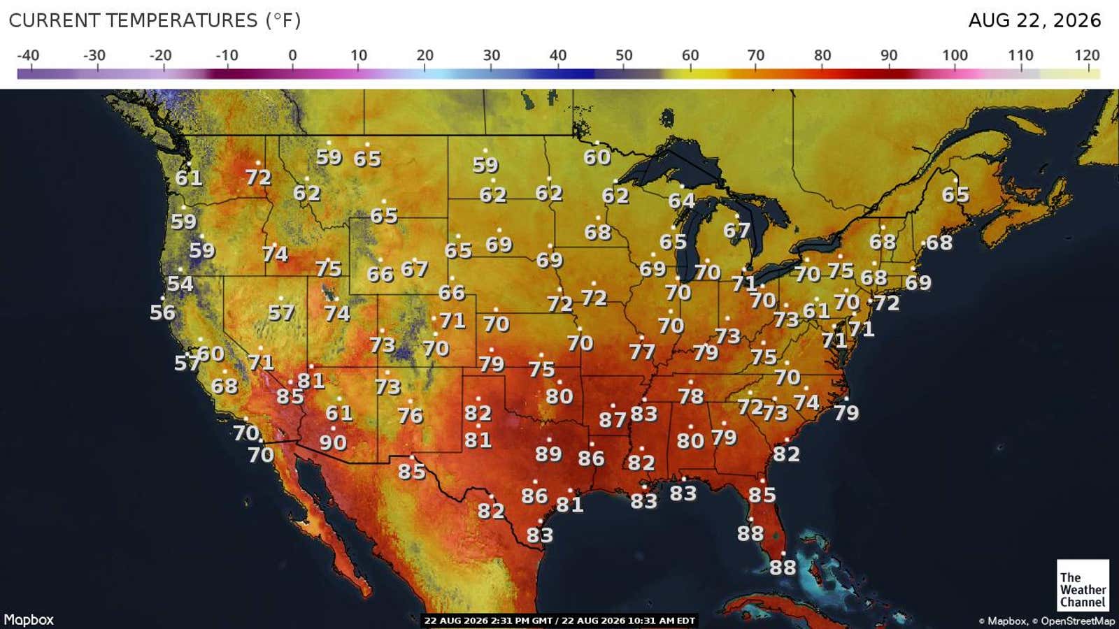 US: Current Temperatures