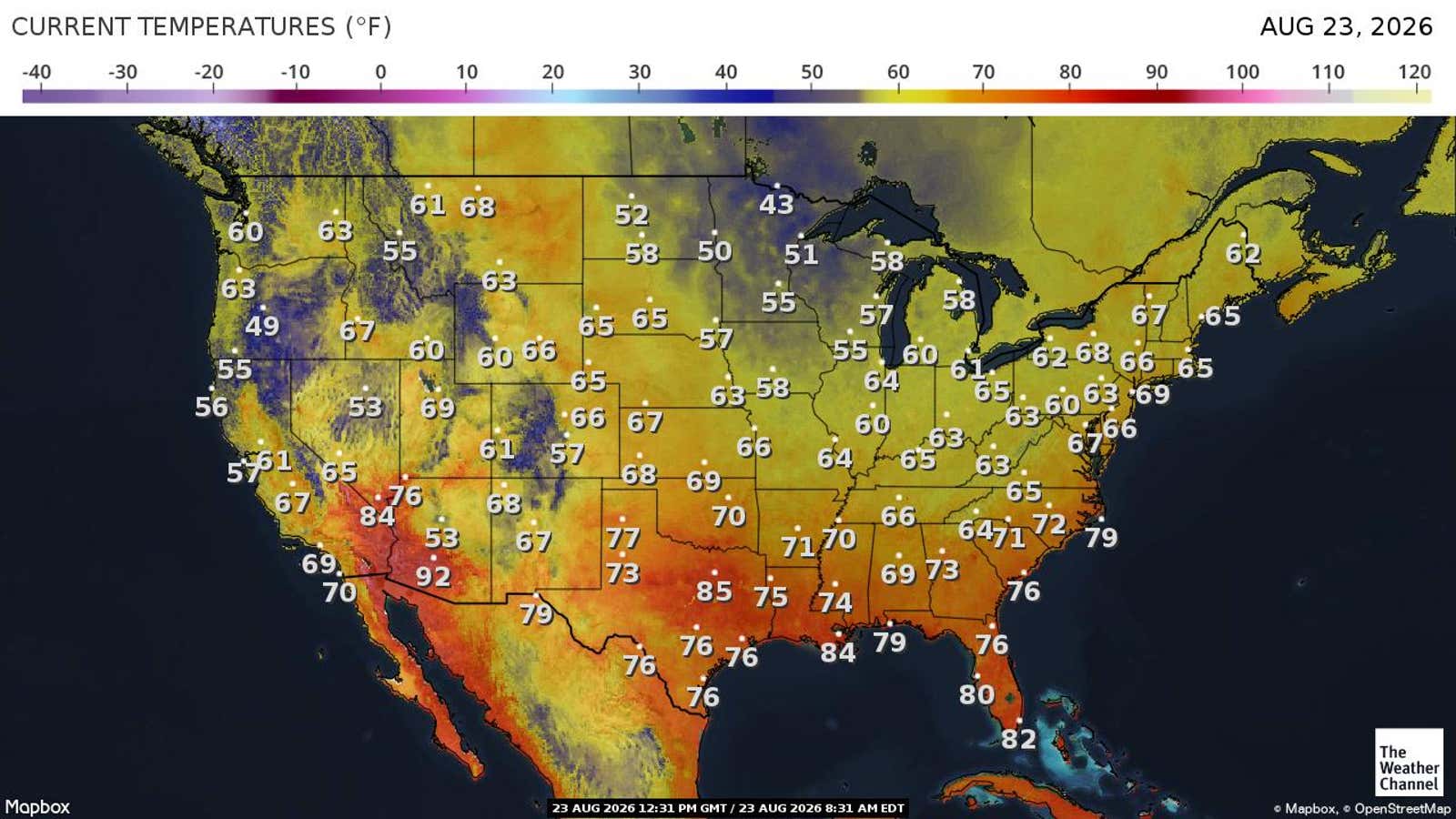 US: Current Temperatures