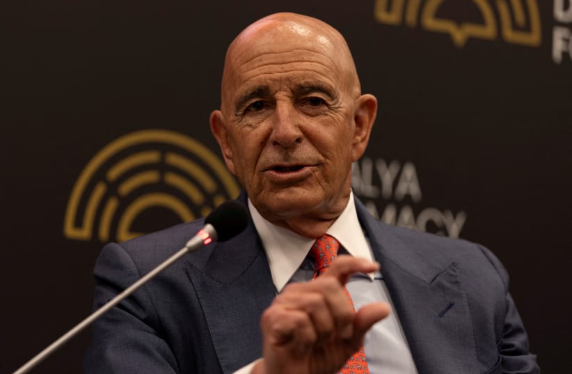 US Special Envoy for Syria and Ambassador to Turkey Tom Barrack speaks during a session at Antalya Diplomacy Forum in Antalya, Turkey, April 17, 2026.