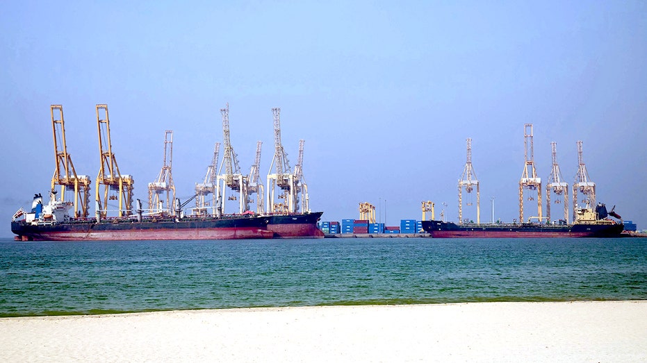 Oil tankers in the Strait of Hormuz.