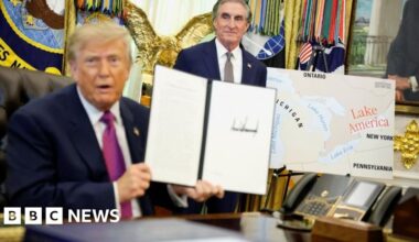 Trump signs order to rename Lake Ontario as Lake America - BBC