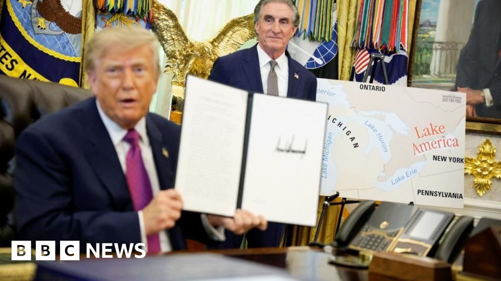 Trump signs order to rename Lake Ontario as Lake America - BBC