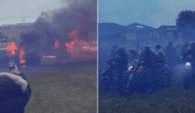 A66 crash: Mob of balaclava-clad youths torch cars in 'tribute' to dead joyrider in Middlesborough