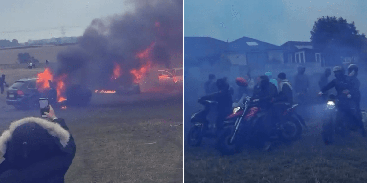 A66 crash: Mob of balaclava-clad youths torch cars in 'tribute' to dead joyrider in Middlesborough