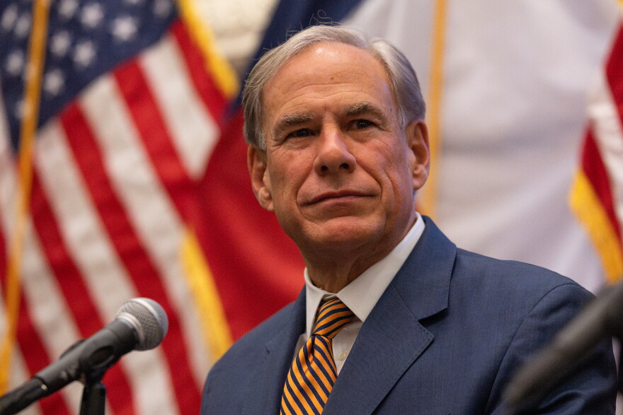 Texas Gov. Greg Abbott speaks during a press conference about the threat of screwworm resurgence in Texas on Friday, Aug. 15, 2025, at the Texas Capitol. Patricia Lim/KUT News