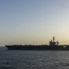 The USS Abraham Lincoln conducts U.S. blockade operations related to the Strait of Hormuz on April 16 in the Arabian Sea. The aircraft carrier is now headed homeward after reports of deteriorating conditions onboard.