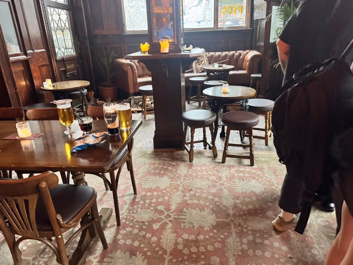 Part of the ceiling collapsed in The Vines pub on Lime Street