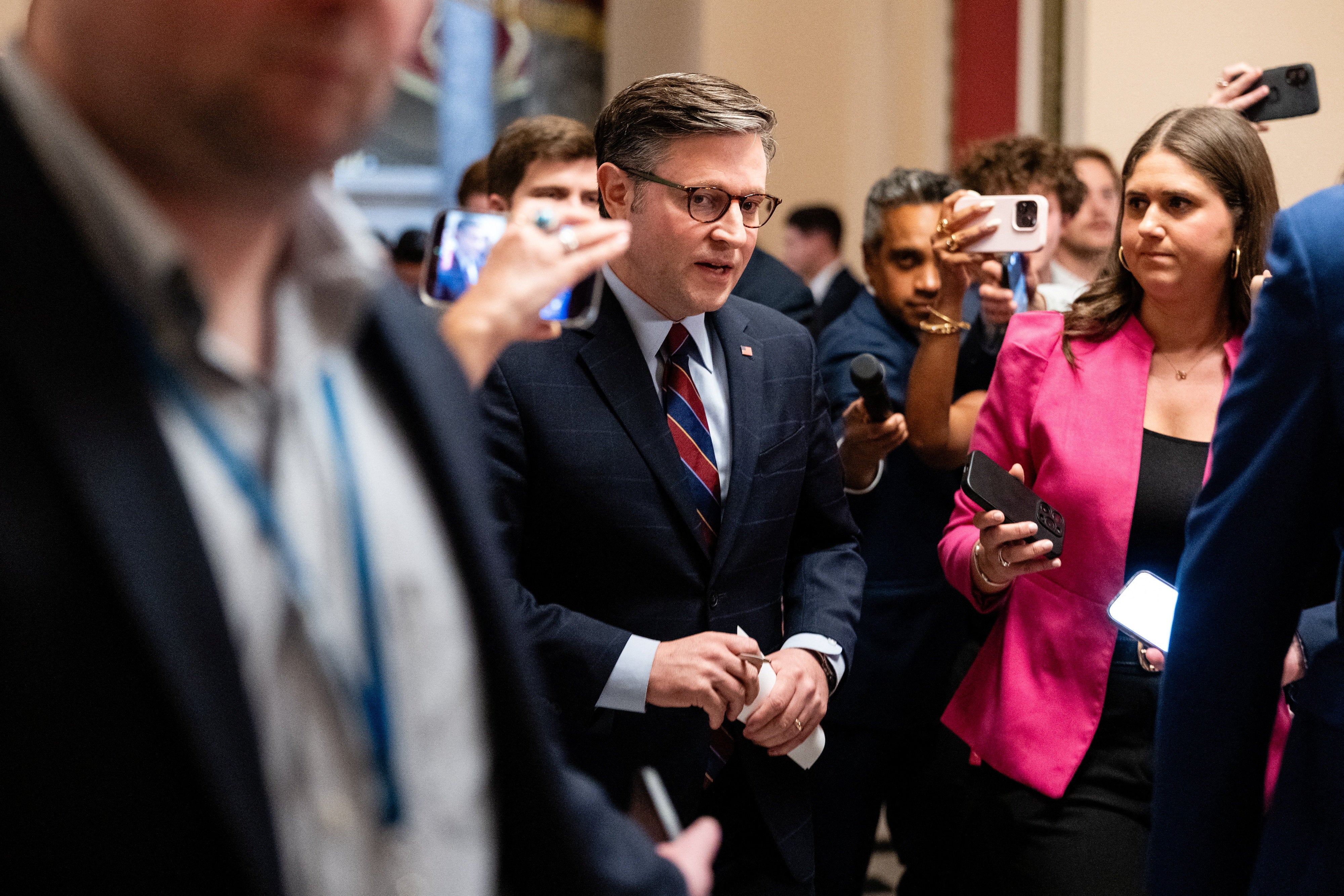 Mike Johnson is trying to protect a GOP majority in the House against projections that Democrats will take ove the chamber