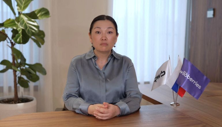 Tatyana Kim, the head and co-founder of Wildberries, speaks about Ukrainian drone attacks on the company's warehouses in the course of the Russia-Ukraine conflict, at an unidentified location, in this still image from a handout video released July 31, 2026. Wildberries Press Service/Handout via REUTERS ATTENTION EDITORS - THIS IMAGE WAS PROVIDED BY A THIRD PARTY. NO RESALES. NO ARCHIVES. MANDATORY CREDIT.
