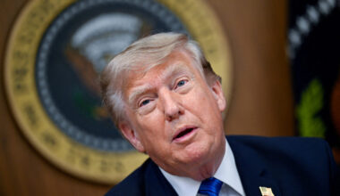 U.S. President Trump participates in a cabinet meeting at Camp David in Thurmont, Maryland