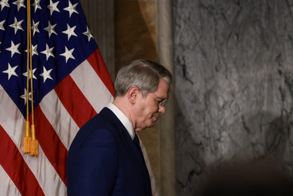 U.S. Treasury Secretary Scott Bessent speaks outlines further sanctions against Iran, at the Treasury Department in Washin...