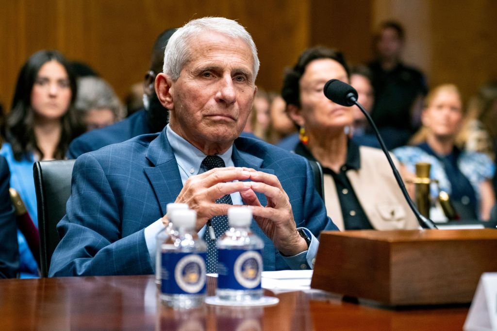 Dr. Anthony Fauci testifying at a Senate hearing.