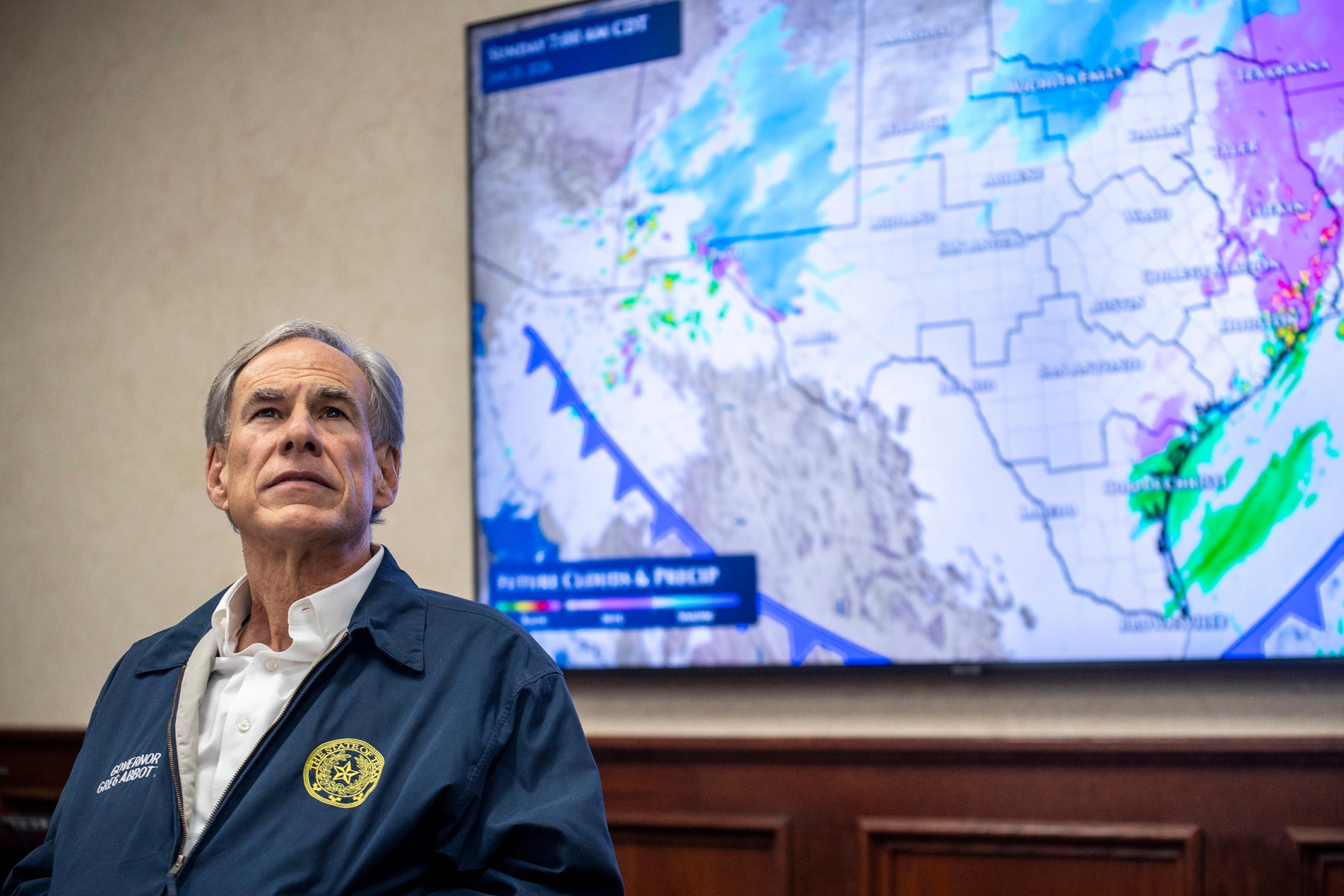 Slideshow: Texas Gov. Greg Abbot was briefed and held a press conference about the incoming storm on Jan. 22, 2026, in Austin.