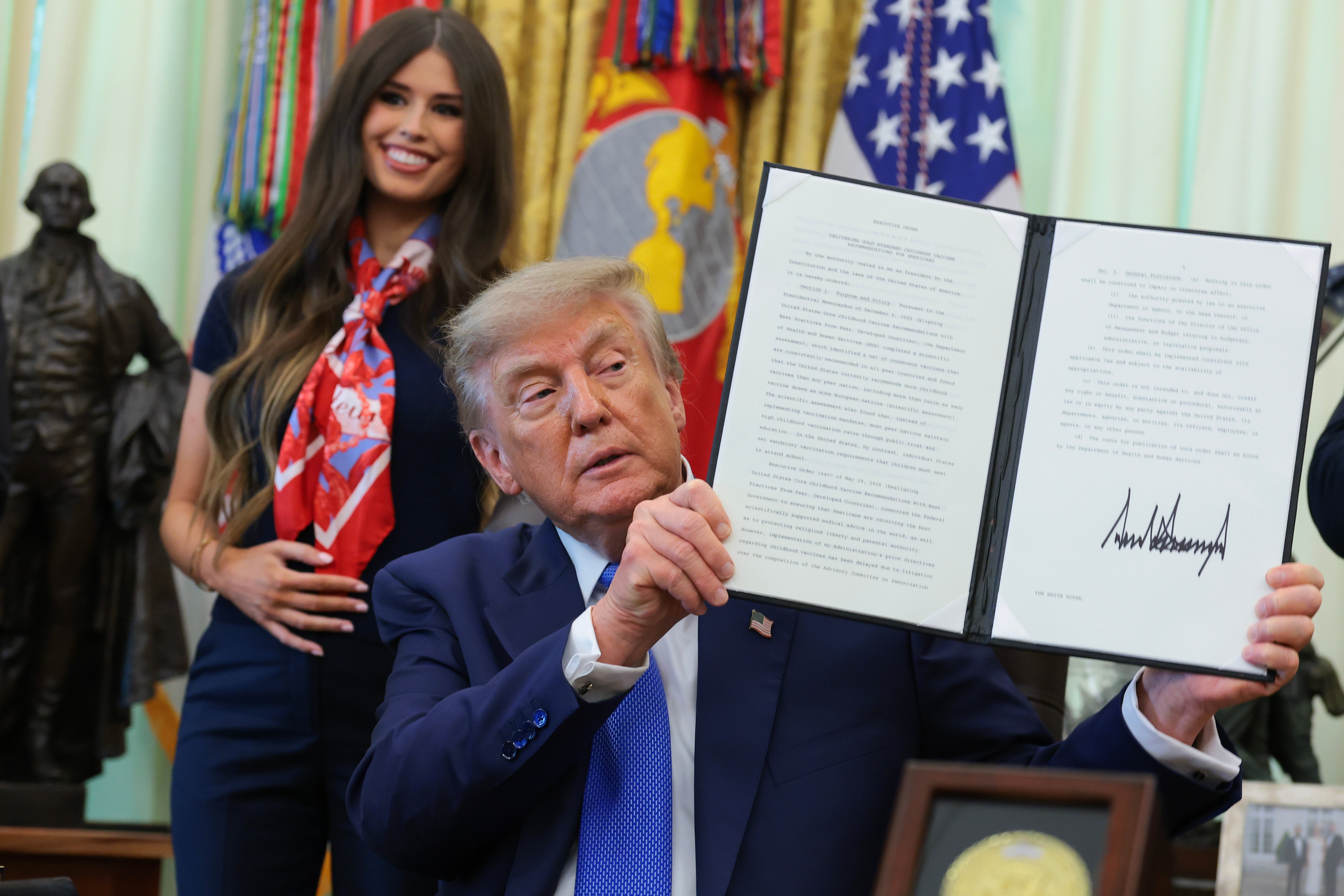 The Internet was intrigued by Jayme Franklin’s appearance during President Donald Trump’s announcement on childhood vaccines on Monday