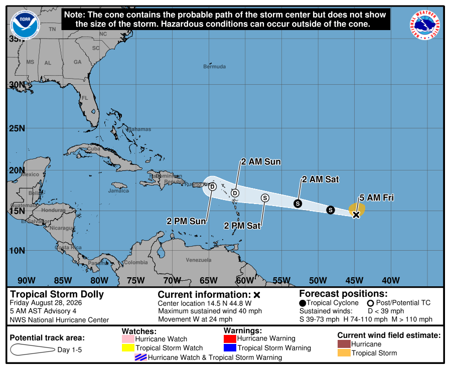 Tropical Storm Dolly speeding toward Caribbean, hurricane center says – Orlando Sentinel
