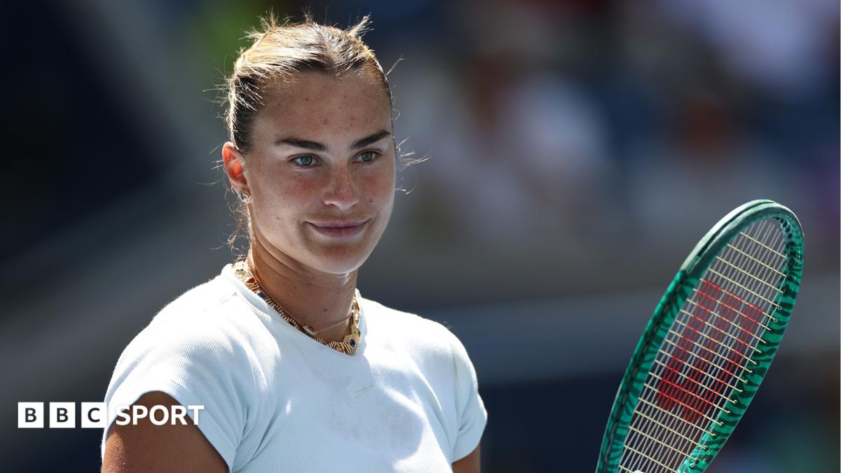 Aryna Sabalenka reacts during practice at the 2026 US Open