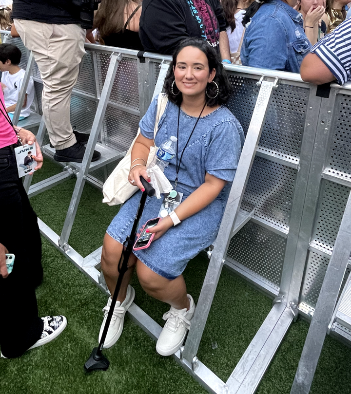 The author at the JVKE concert in August 2023 in the seating accommodation provided by the venue.