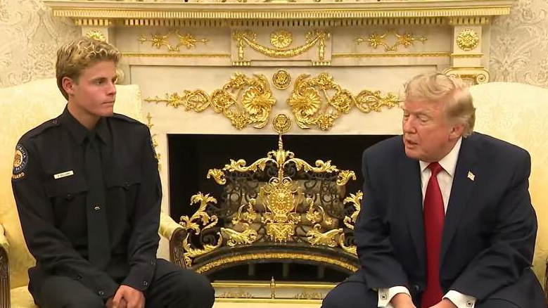 Teen lifeguard who saved boy at Seabright Beach meets President Trump at White House