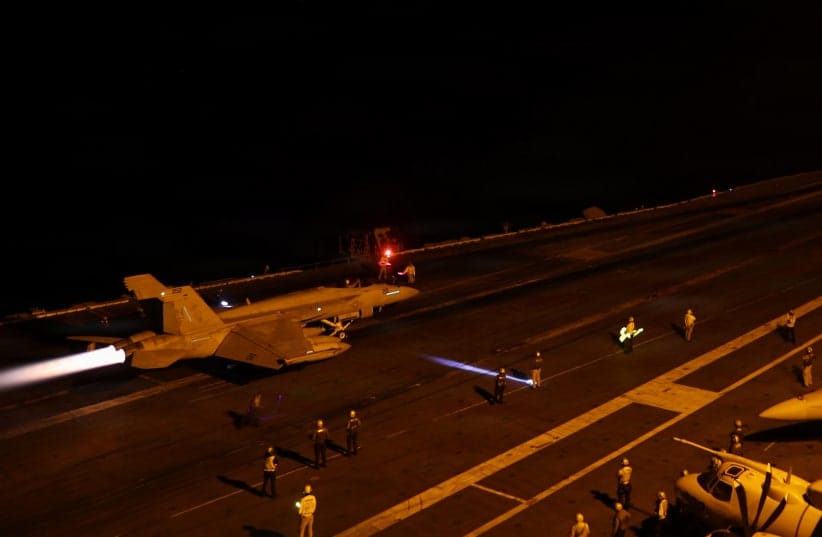 US Sailors conduct night flight operations aboard USS George Washington (CVN 73), August 30, 2026.