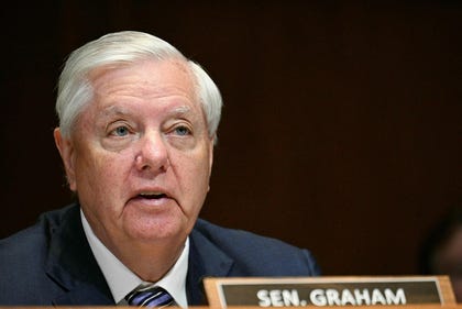 Lindsey Graham in the Senate, May. Credit: AFP/JIM WATSON Lindsey Graham in the Senate, May.