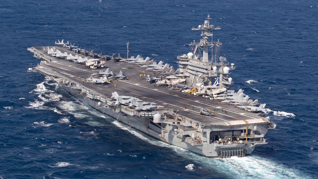 The USS George Washington is seen operating in the South China Sea on August 8. It has since moved out of the region.