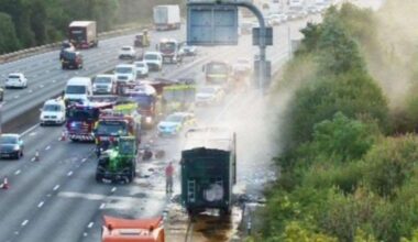 Long delays on M25 in Westerham due to lorry fire