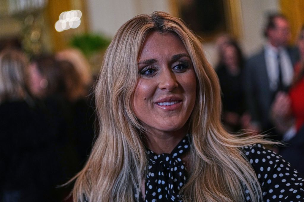 Riley Gaines attends a women's history month event in the East Room at the White House, Thursday, March 12, 2026, in Washington. (AP Photo/Allison Robbert)
