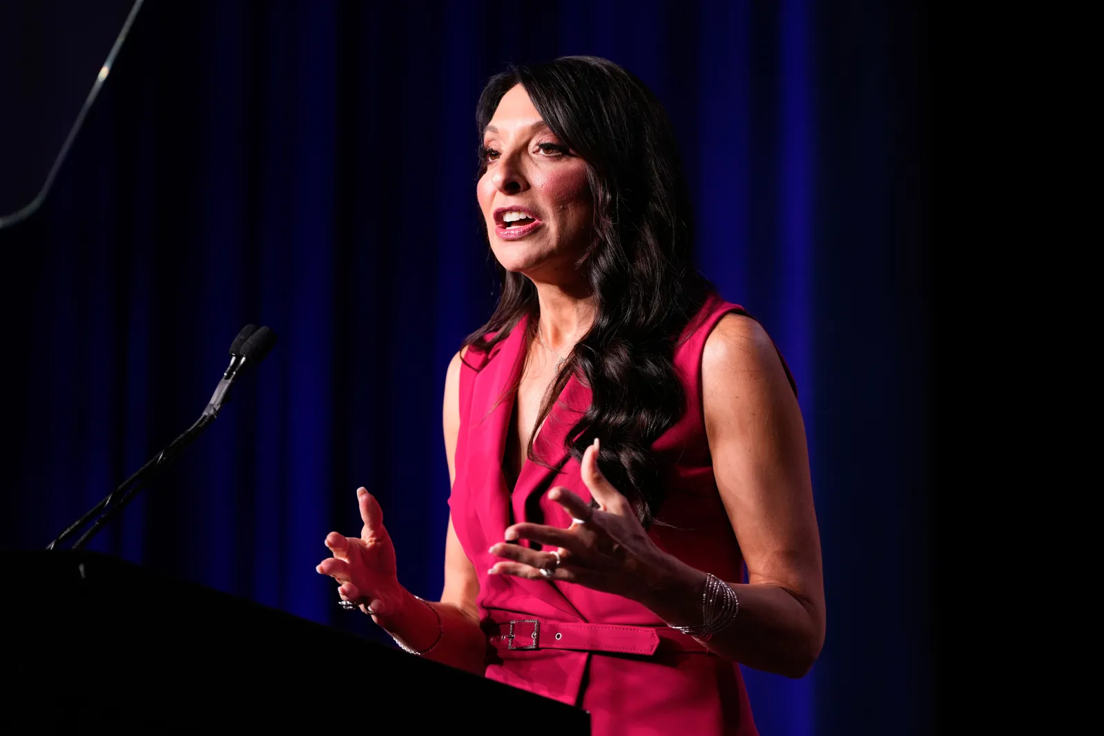 Erika Donalds speaks during a primary election party on August 18, 2026, in Orlando, Florida.