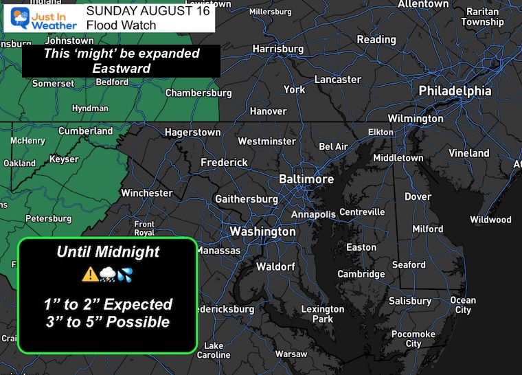 August 16 weather Flood Watch Sunday