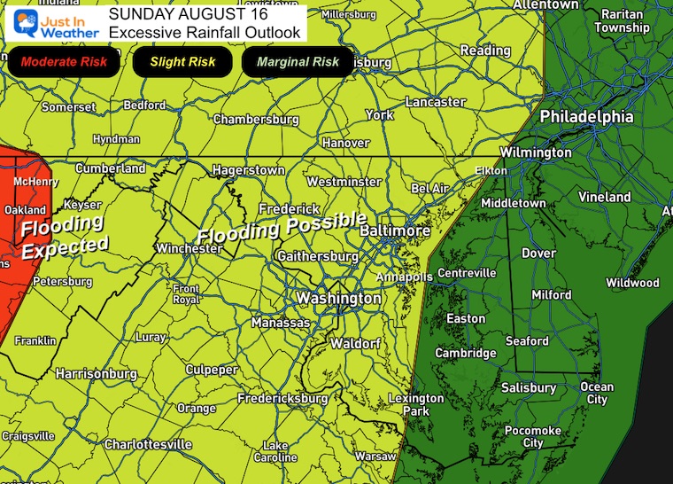 August 16 weather Flood Risk Sunday