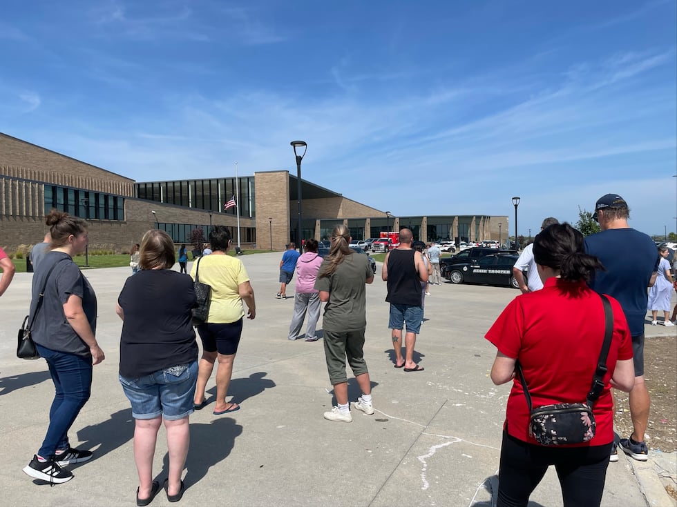 Parents and others at Westview High School after reports of an armed student.