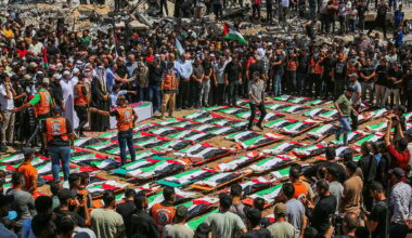 Hamas holds mass funeral for 112 people it says were killed in IDF strike at start of Gaza war