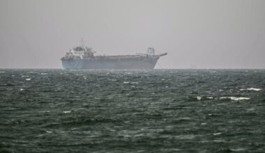 A vessel is anchored off the coast of Sharjah in the United Arab Emirates on Aug. 3, 2026. Iran's foreign ministry said on Aug. 3 there were currently no negotiations with the United States but talks were taking place with Oman on management of the strategic Strait of Hormuz. Iran has kept control of Hormuz since the outbreak of the war in the Middle East on Feb. 28.
