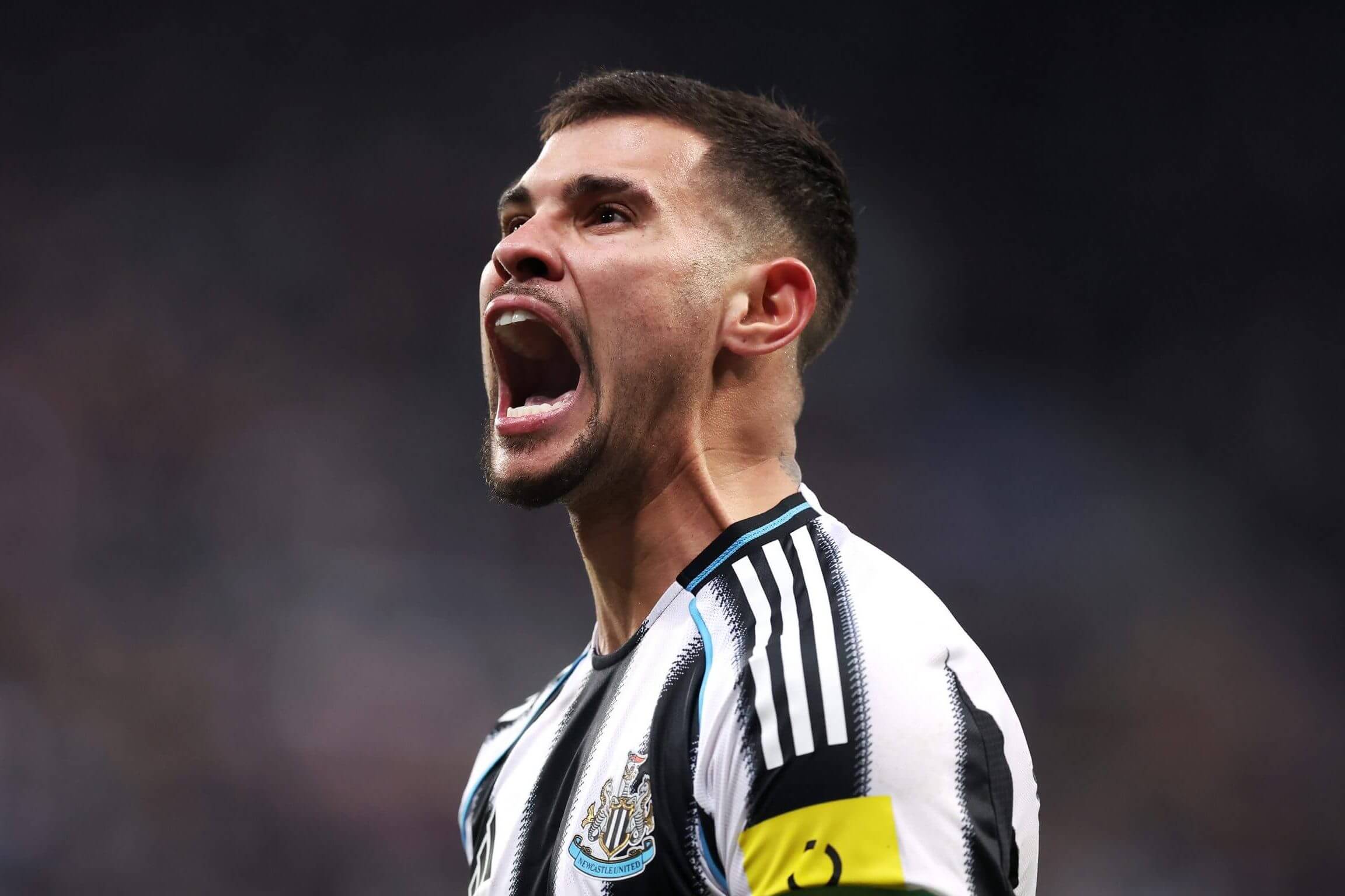 A footballer screams
