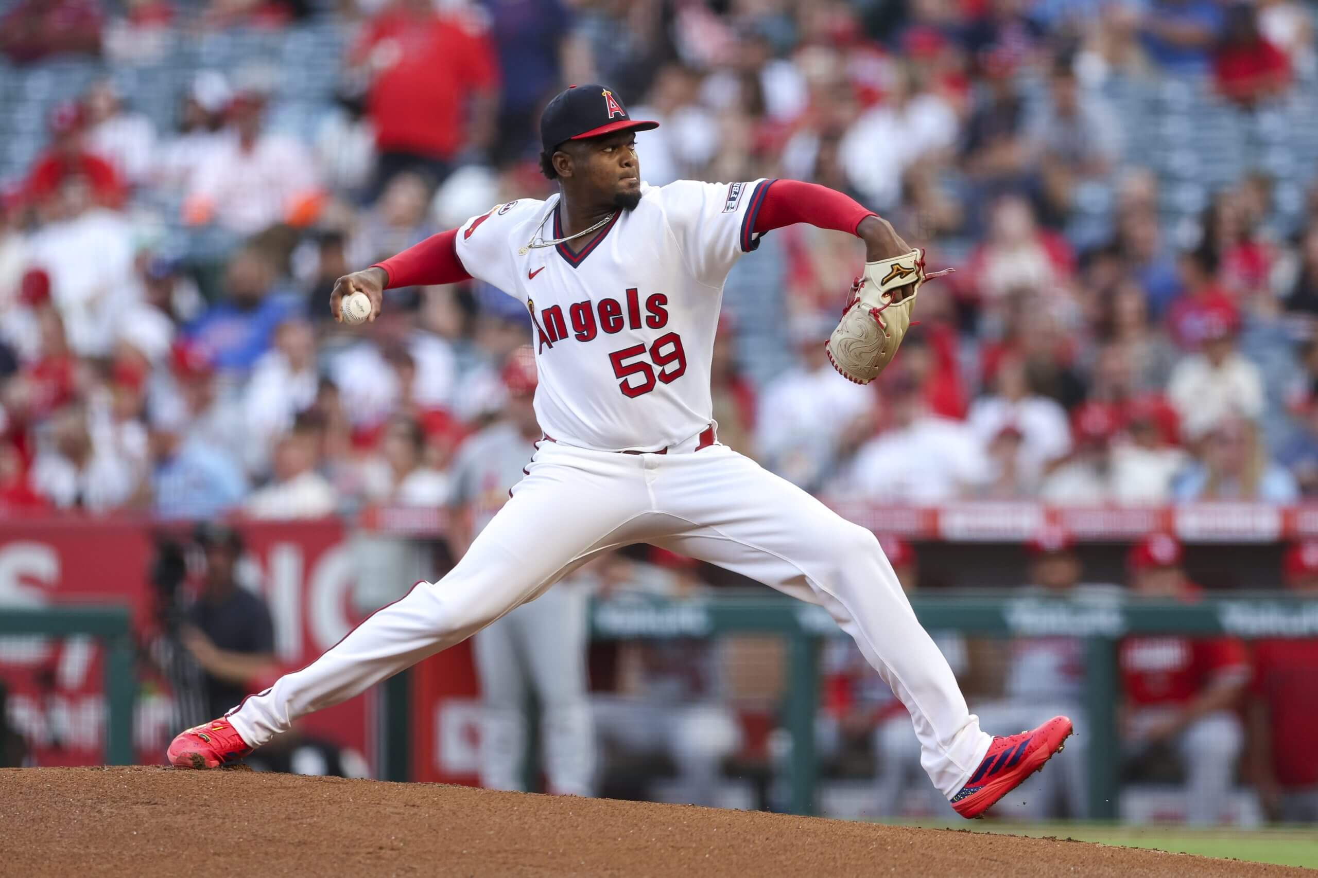 José Soriano pitches for the Angels.