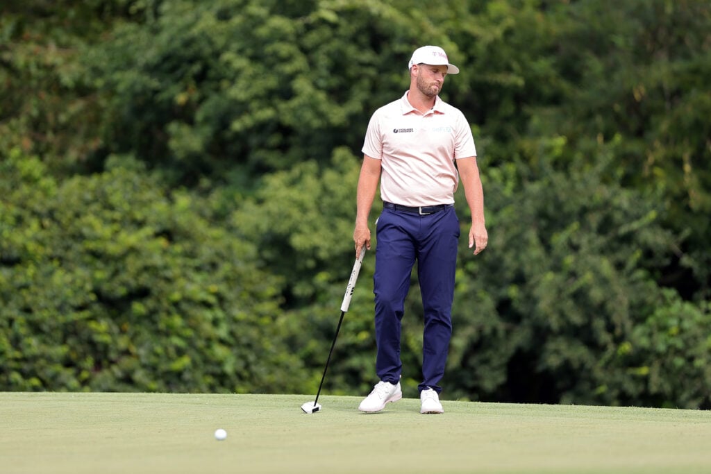Wyndham Clark looks in action during the final round of the BMW Championship at Bellerive