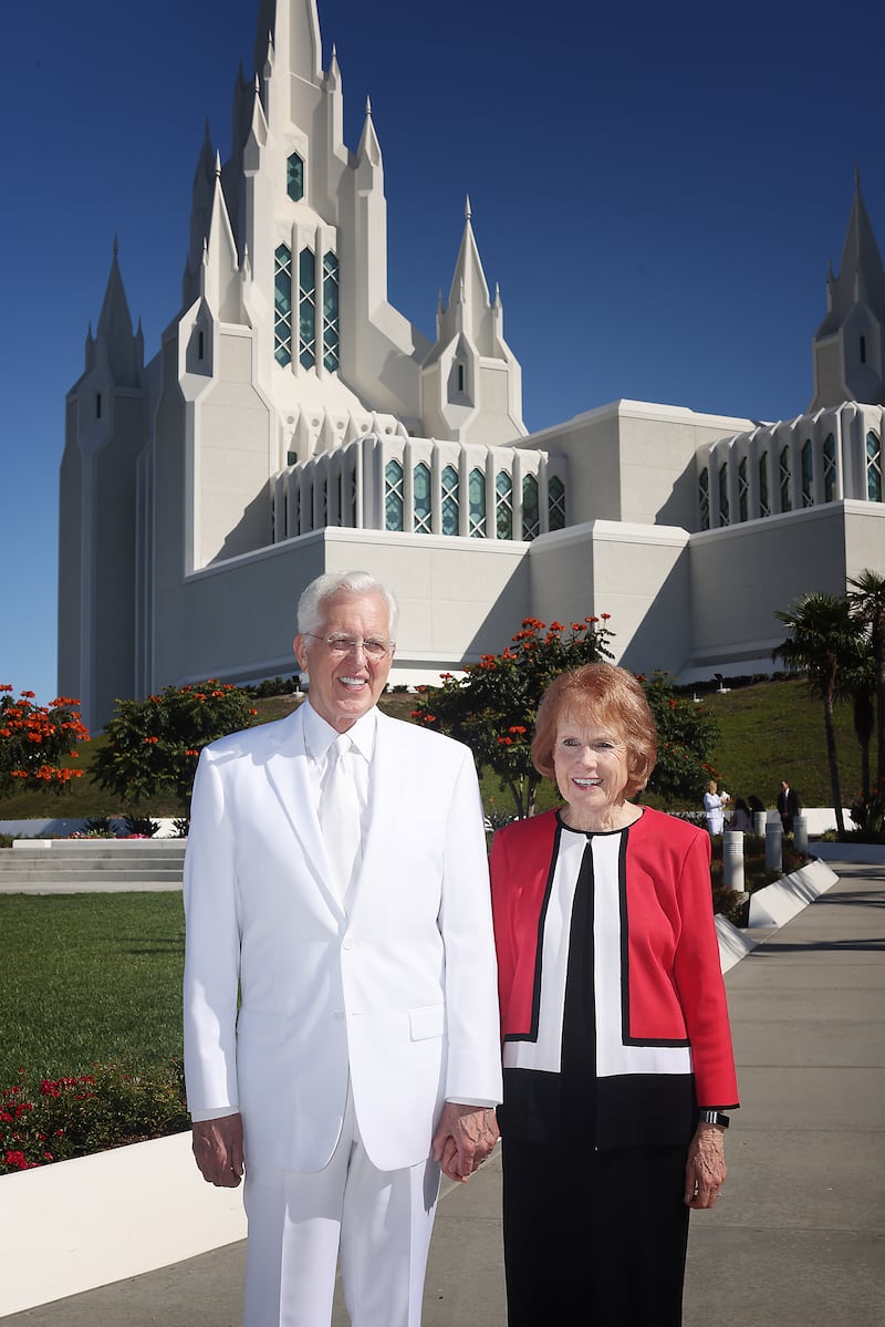 President D. Todd Christofferson, second counselor in the First Presidency of the Church of Jesus Christ of Latter-day Saints, with is wife Sister Kathy Christofferson at the rededication ceremony of the San Diego California Temple on Sunday, Aug. 23, 2026.