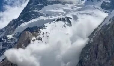 Frame of a video of the recent Broad Peak avalanche that killed ten climbers.